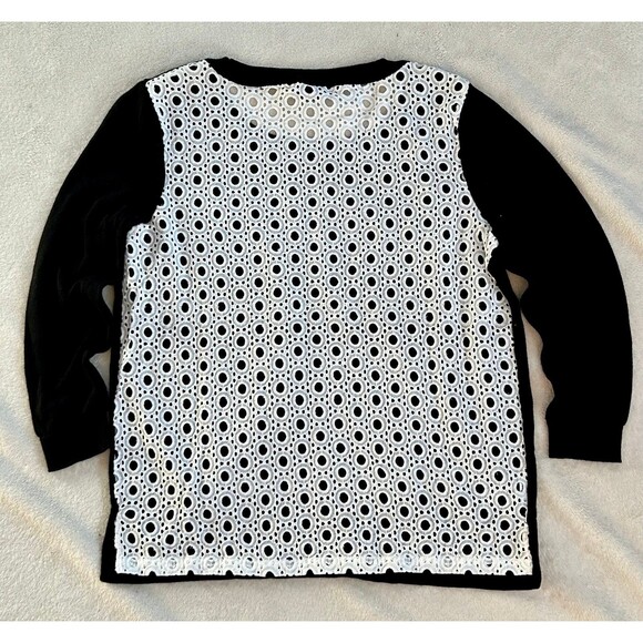 Ann Taylor Open Eyelet Backed ¾ Sleeve Sweater size XS Semi-sheer 100% Cotton - Picture 7 of 8